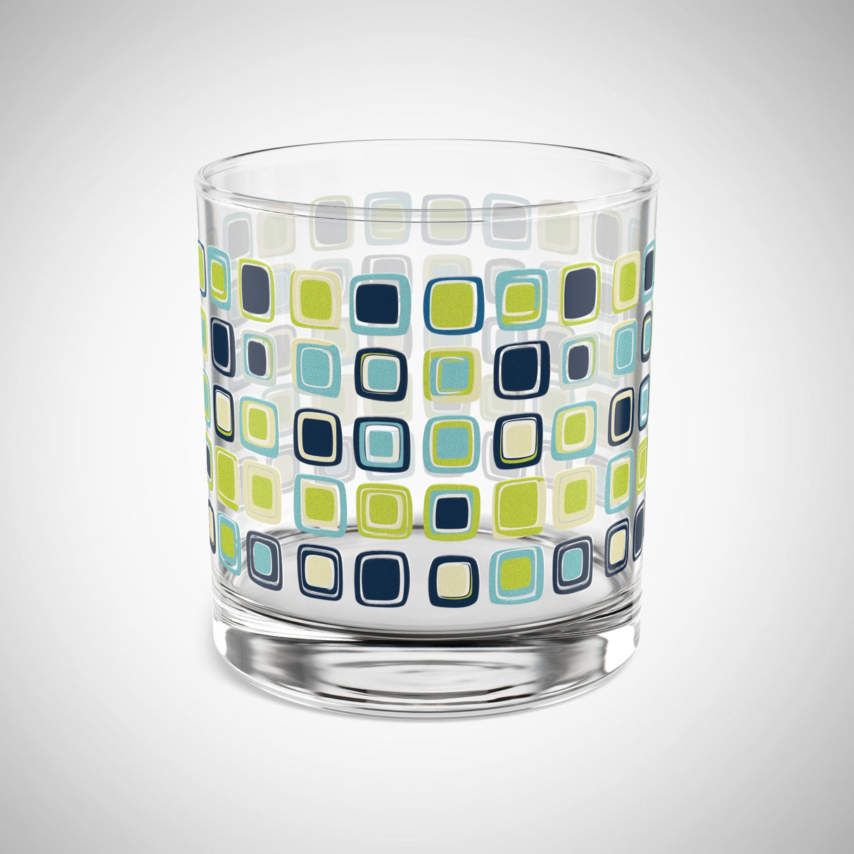 Mid-century Modern I Love You Blue Rocks Glass, 10oz