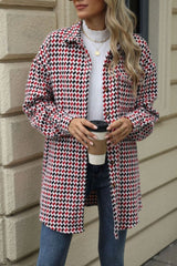 60s Mod Houndstooth Button Up Dropped Shoulder Coat