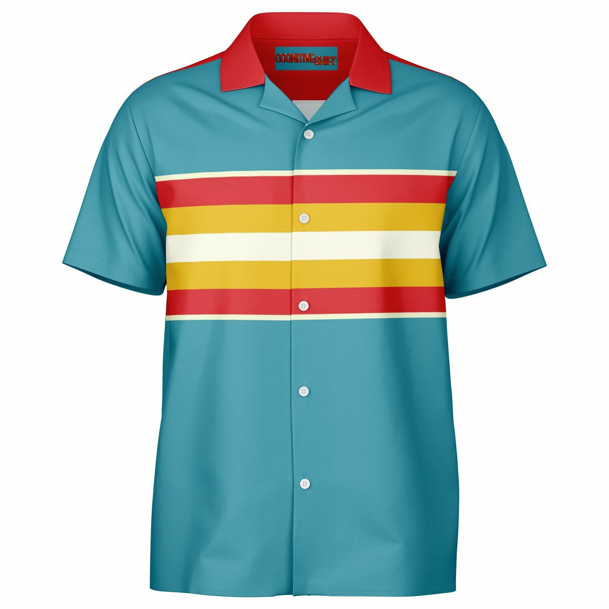 Retro Rocket Spread Collar Short Sleeve  - Retro Button Up Shirt