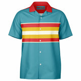 Retro Rocket Spread Collar Short Sleeve  - Retro Button Up Shirt