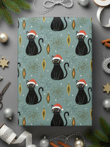 Festive Black Cat Design Gift Wrap for Holiday Season