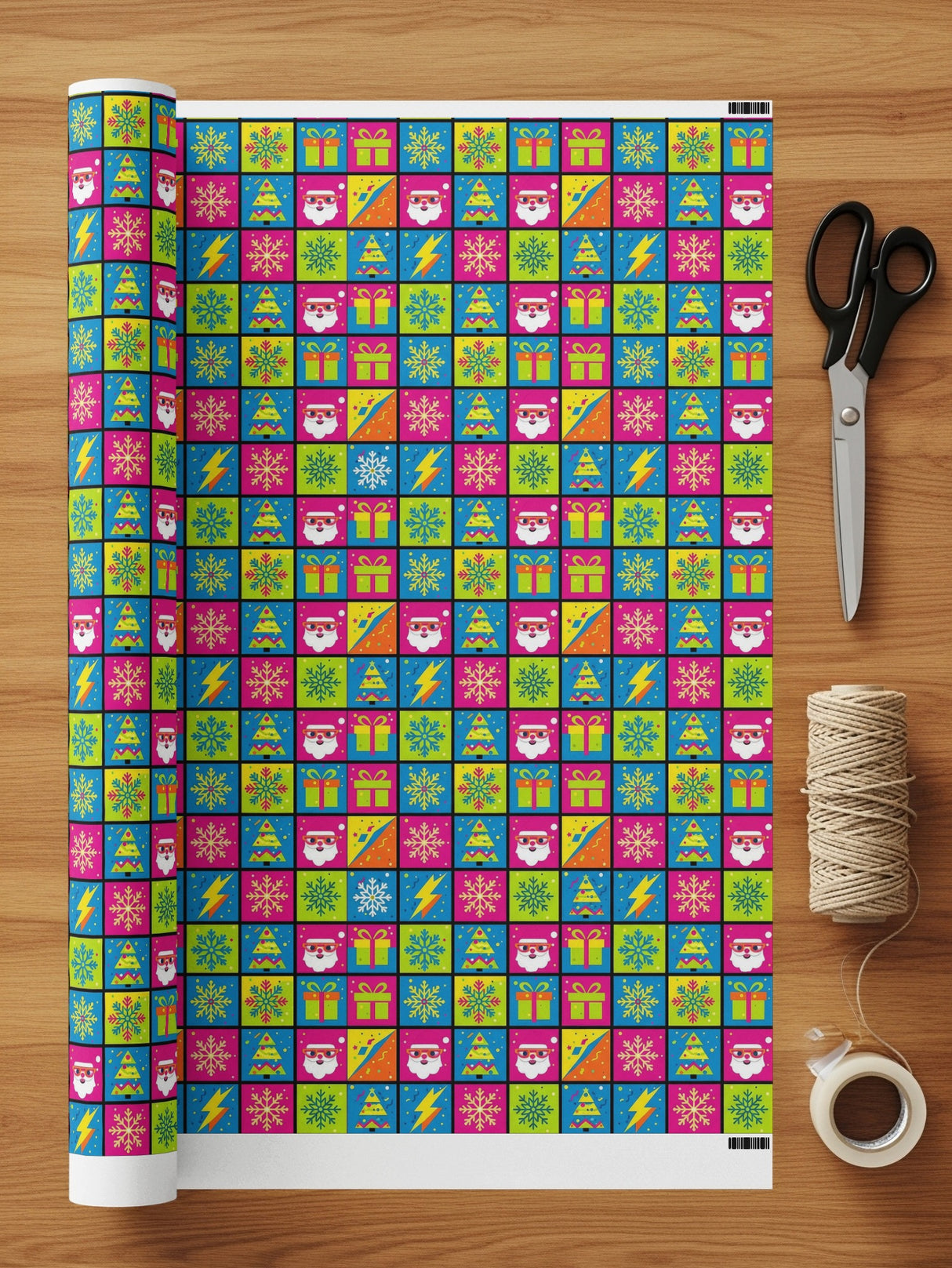 Colorful Wrapping Paper with Festive Holiday Designs