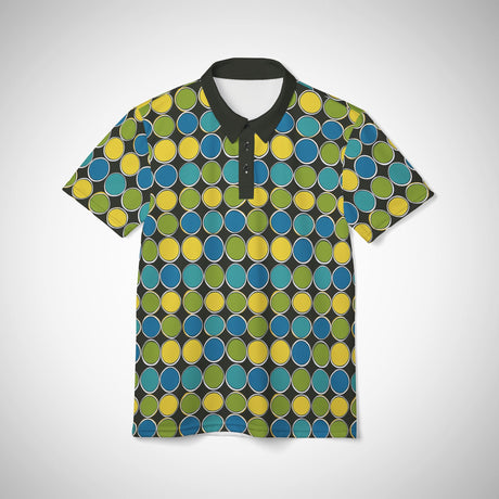 Vivid Spectrum Circles 1960s Retro Polo