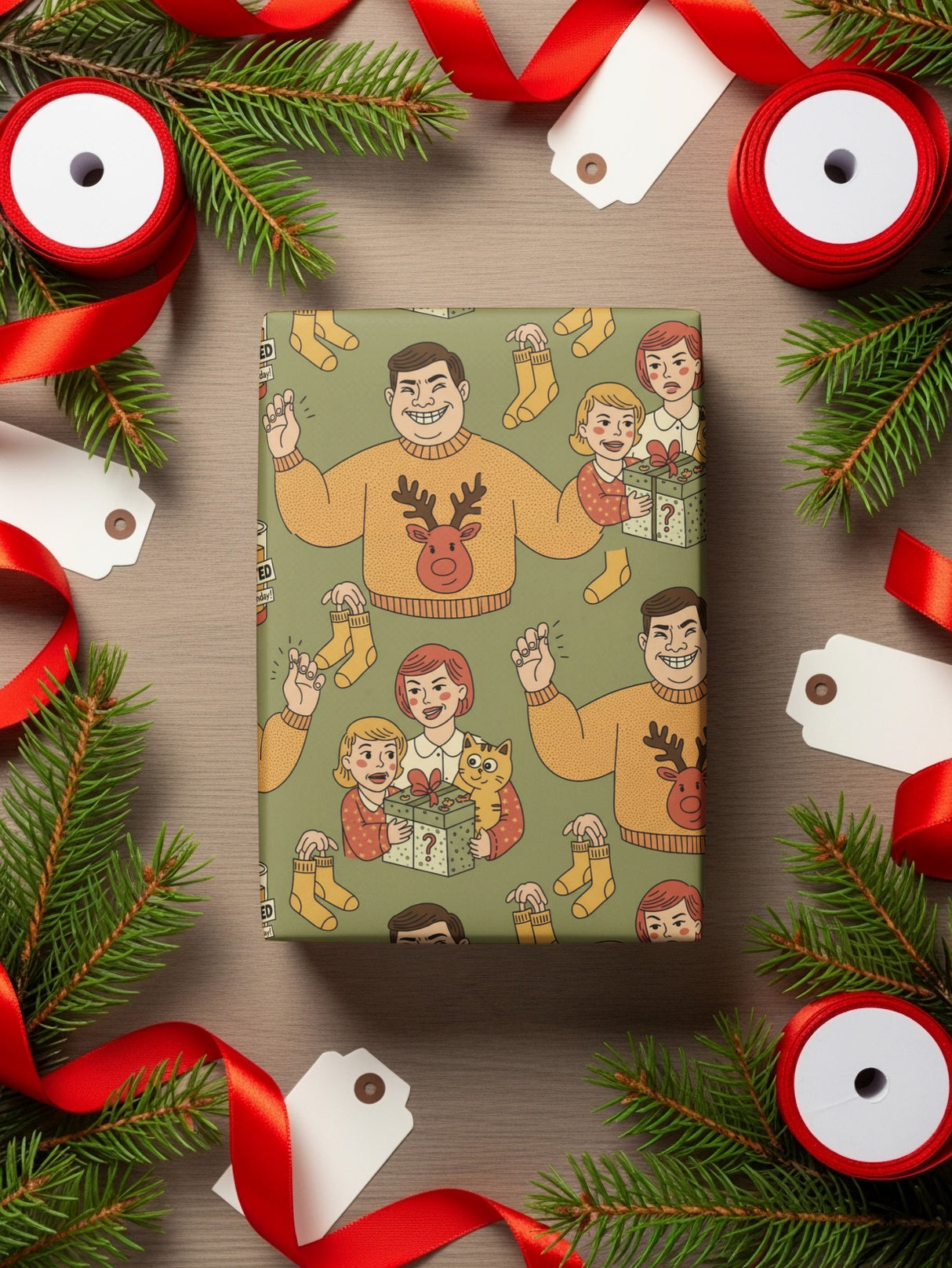 Festive Family Holiday Wrapping Paper Product