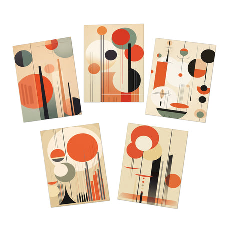 Mid Century Modern, Minimalist, Any Occasion Multi-Design Blank Greeting Cards (5-Pack)