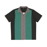 Green and Grey Two-Tone Panel - Retro Button Up Shirt