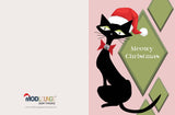 Meowy Christmas Retro Black Cat Greeting Card