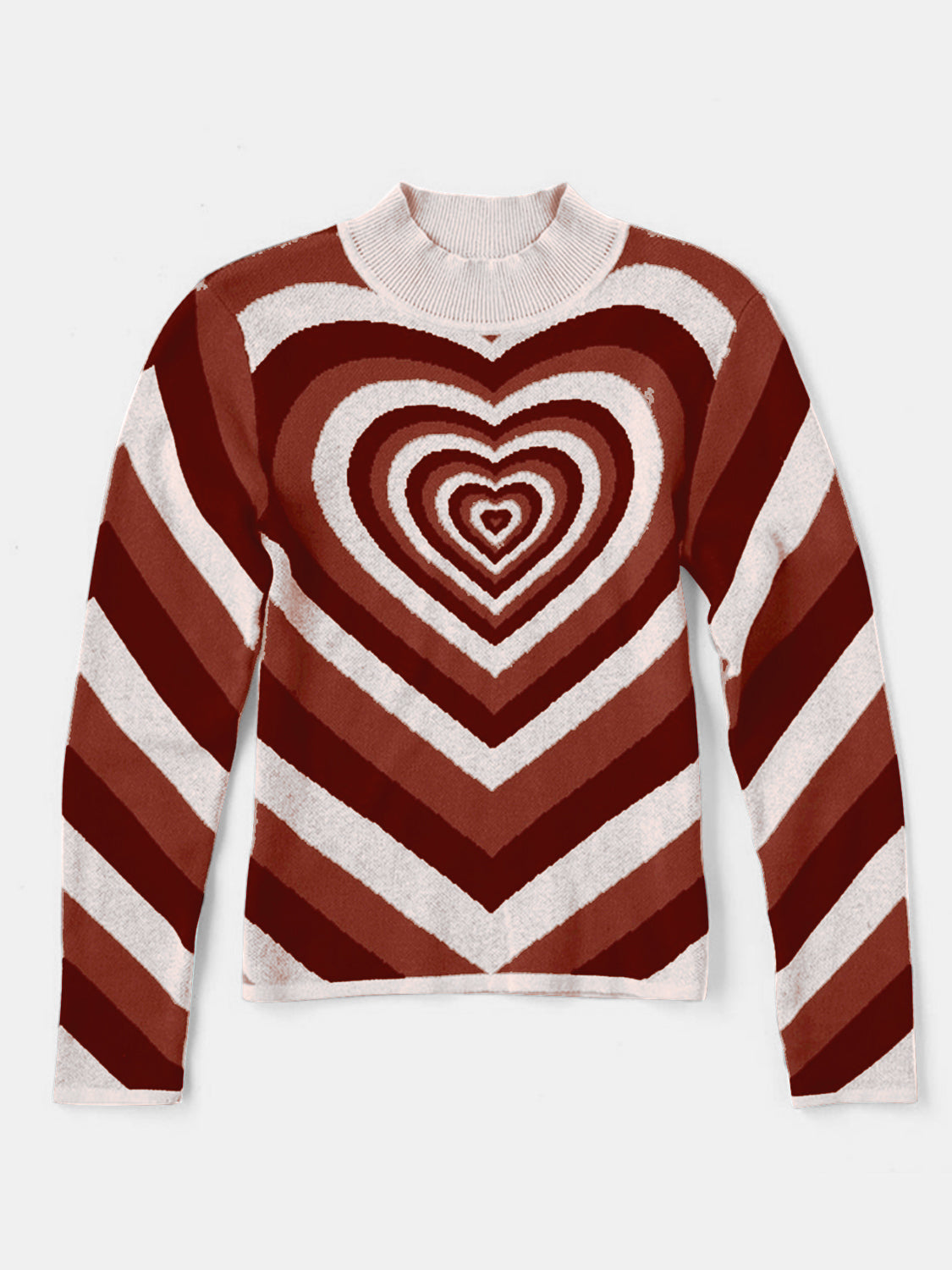 Echo Heart Mock Neck Long Sleeve Sweater