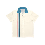 Boys Blue Retro Striped Bowling Style - Retro Youth Button Up Shirt