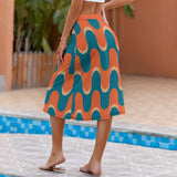 Wave of Nostalgia - Retro Wavy Midi Skirt