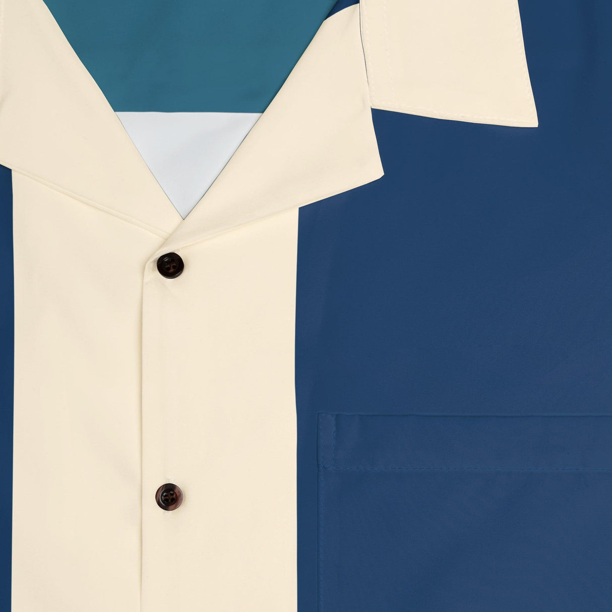 Vegas Blue Two-Tone Panel - Retro Button Up Shirt