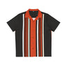 Fire Red Striped Bowling Style -Retro Button Up Shirt