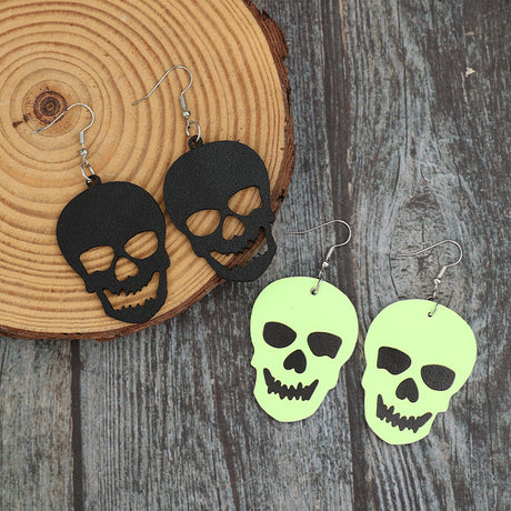 Skull Dangle Earrings 2 Piece PU Leather