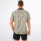 Mod Square Camp Spread Collar Short Sleeve - Retro Button Up Shirt