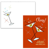 Martini Cheers Mid Century Modern Holiday Cards Boxed Set