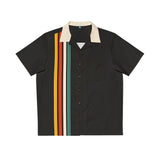 Johnny Black and Off-White with Retro Stripes Bowling Style - Retro Button Up Shirt