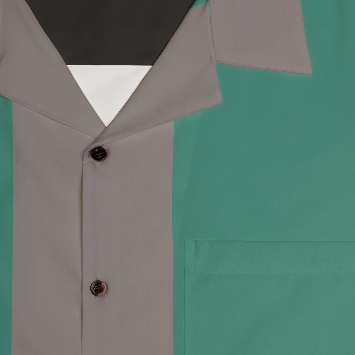 Green and Grey Two-Tone Panel - Retro Button Up Shirt