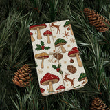 Festive Mushroom and Pinecone Holiday Wrapping Paper