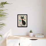 Black Cat Martini Framed Canvas