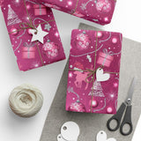 Festive Pink Christmas Gift Wrapping Paper for Holiday