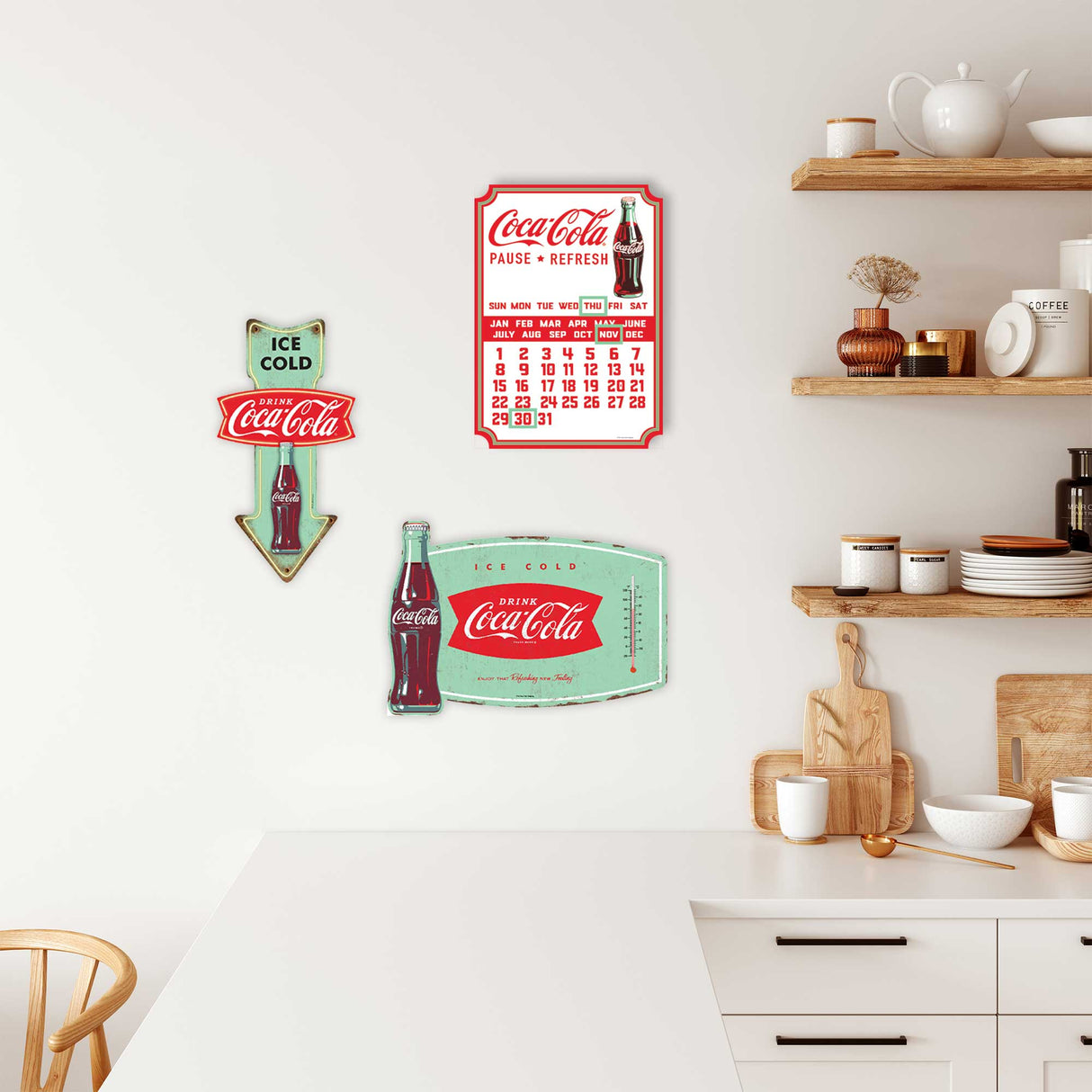 Coca-Cola Calendar Embossed Metal Sign