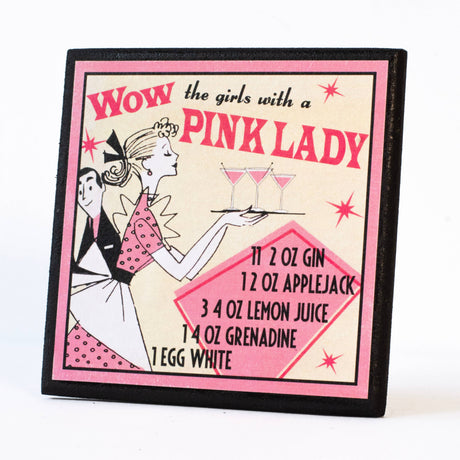 Retro Cocktail Recipe Drink Coaster Set