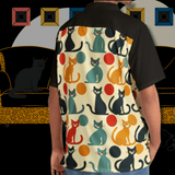 Cats! Button Up Bowling Style - Retro Button Up Shirt