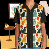 Cats! Button Up Bowling Style - Retro Button Up Shirt