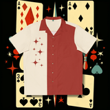 Deep Red and Off-White Atomic Stars Liftoff - Retro Button Up Shirt