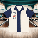 I'm Not Square in Blue and White Atomic Bowling Style - Retro Button Up Shirt