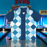 Checkerboard Cool Bowling Style - Retro Button Up Shirt