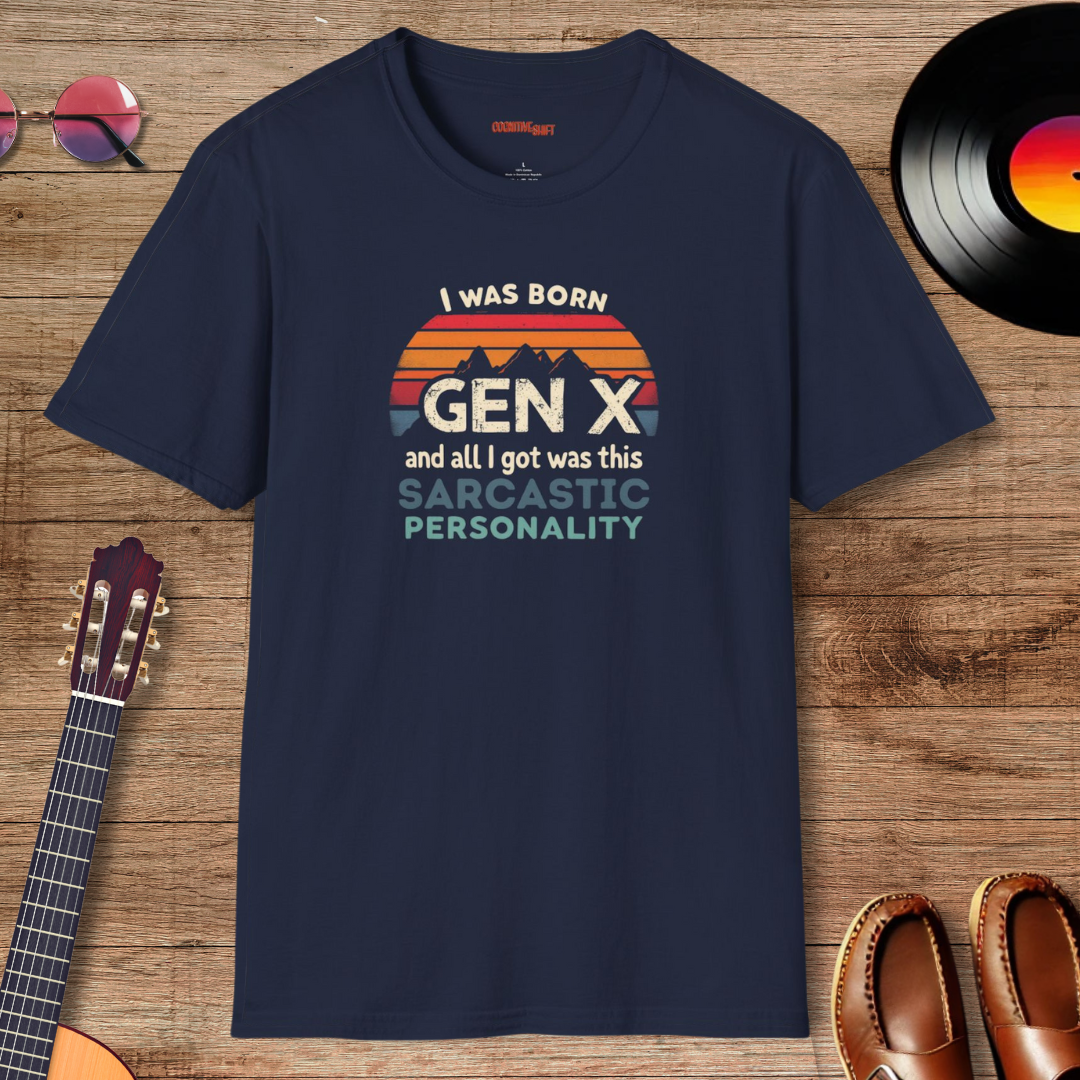 Gen X Sarcasm Funny Tee Navy Blue