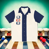 I'm Not Square in Blue and White Atomic Bowling Style - Retro Button Up Shirt