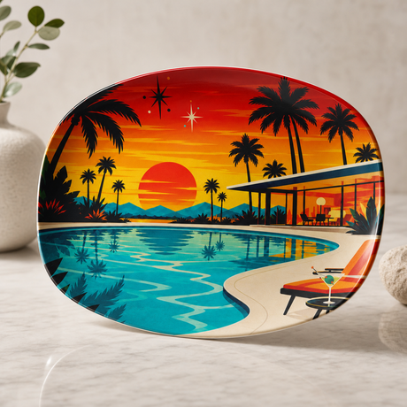 Midcentury Modern Poolside Platter Counter Displayed