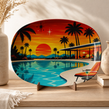 Midcentury Modern Poolside Platter Table Top Displayed