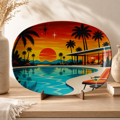 Midcentury Modern Poolside Platter Table Top Displayed