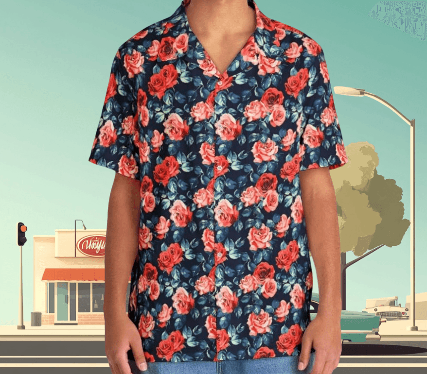 Melted Roses - Retro Button Up Shirt