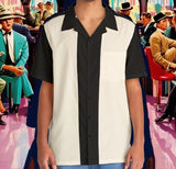 Black and Off-White Bowling Style - Retro Button Up Shirt