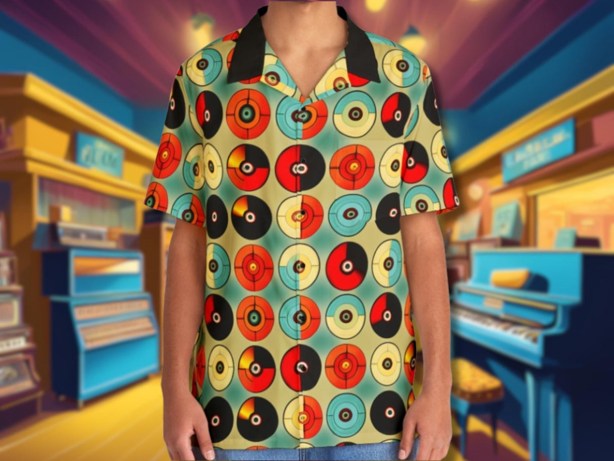 Vinyl Record - Retro Button Up Shirt