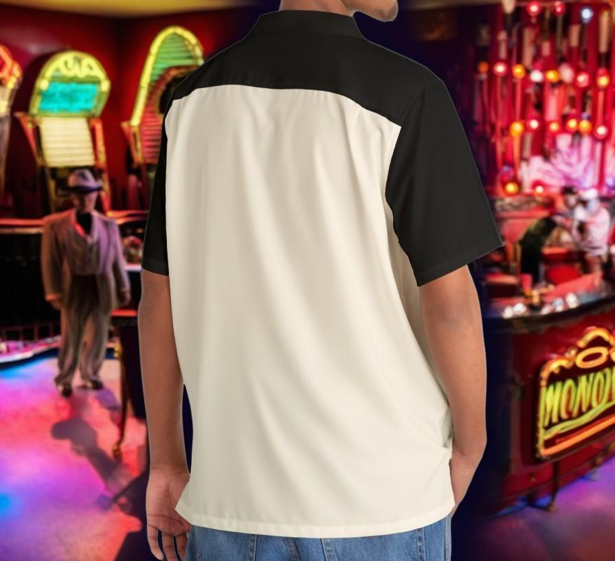 Black and Off-White Bowling Style - Retro Button Up Shirt