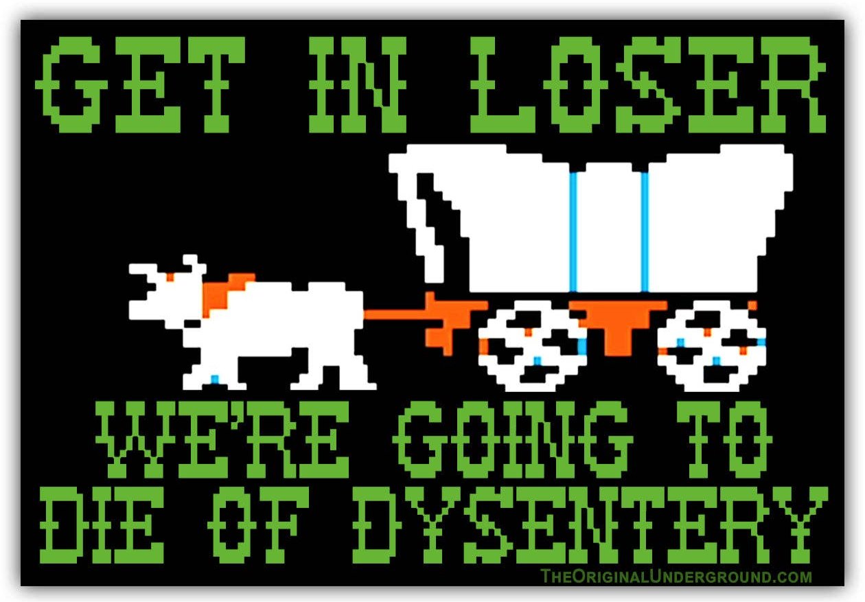 We're Going to Die of Dysentery "Oregon Trail"  Car or Fridge Magnet