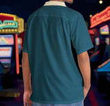 Vegas Blue Two-Tone Panel - Retro Button Up Shirt