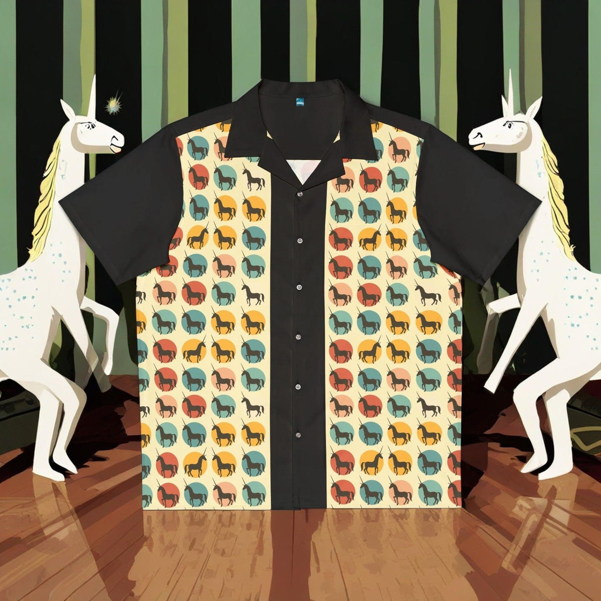 Unicorns! - Retro Button Up Shirt