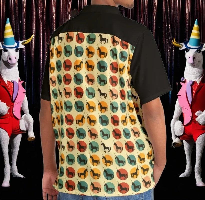 Unicorns! - Retro Button Up Shirt