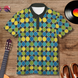 Vivid Spectrum Circles 1960s Retro Polo