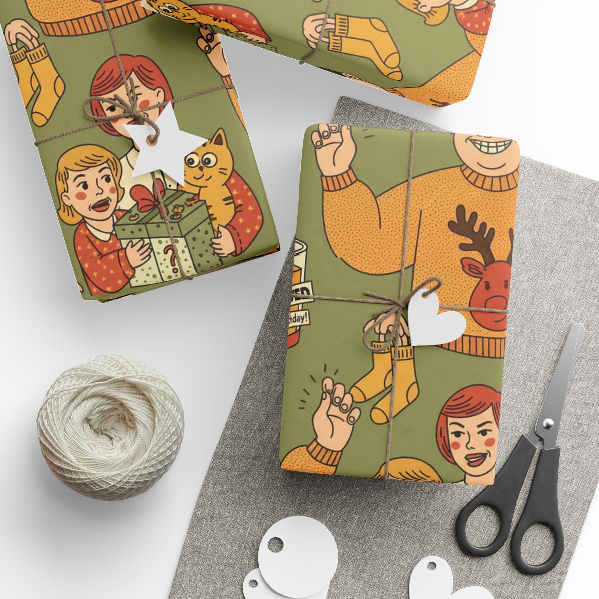 Festive Holiday Wrapping Paper with Cheerful Design