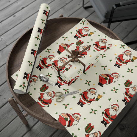 Festive Santa Claus and Gifts Holiday Wrapping Paper