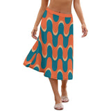 Wave of Nostalgia - Retro Wavy Midi Skirt