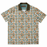 Mod Square Camp Spread Collar Short Sleeve - Retro Button Up Shirt