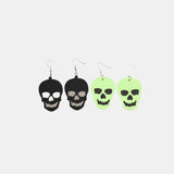 Skull Dangle Earrings 2 Piece PU Leather